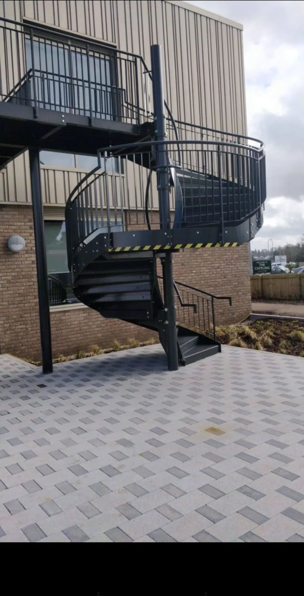 External steel spiral staircase