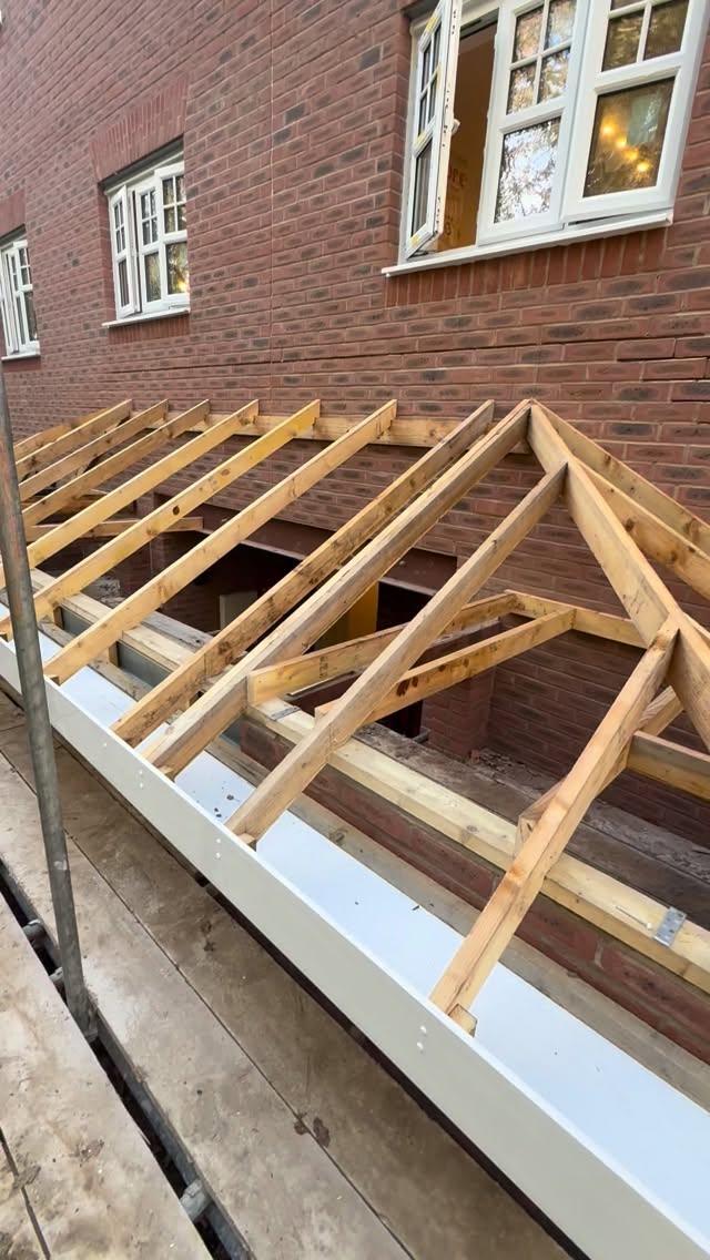 New roof timbers and rafters being fitted