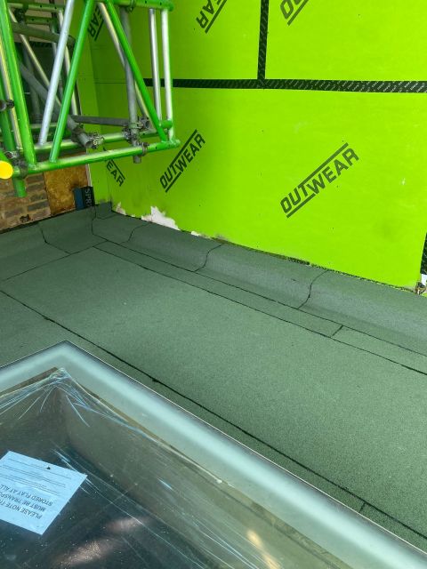 Liquid waterproofing to a roof terrace and rooflight