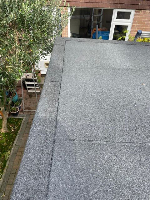 Completed mineral felt flat roof by Moran Roofing