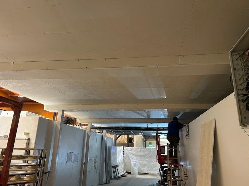 Partition corridor being boarded out