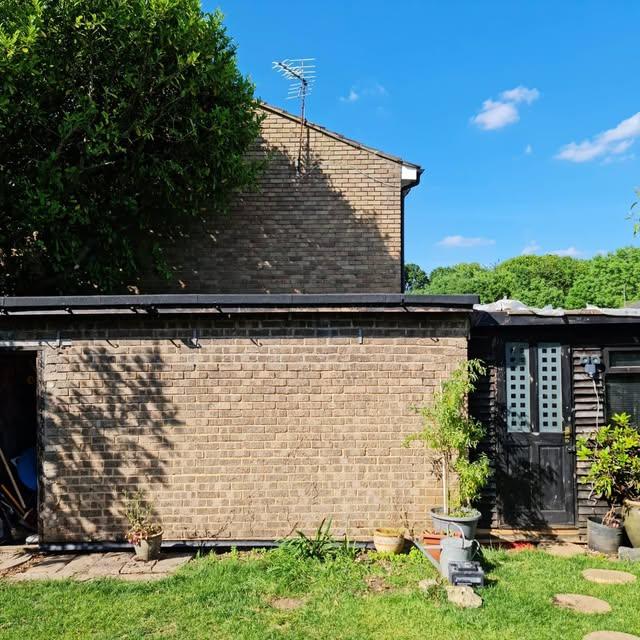 Completed flat roof on a garage