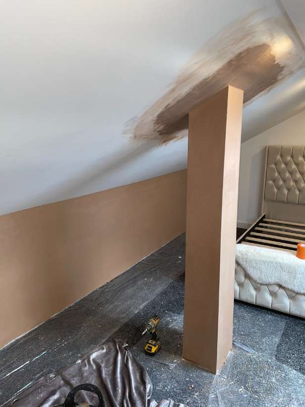 Bedroom wall skimmed